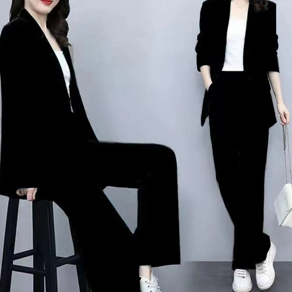 Women Blazer Pants Set 2024 Formal Office Pant Suit Slim Cardigan Temperament Women's Commute Jacket Trousers Set Business Set