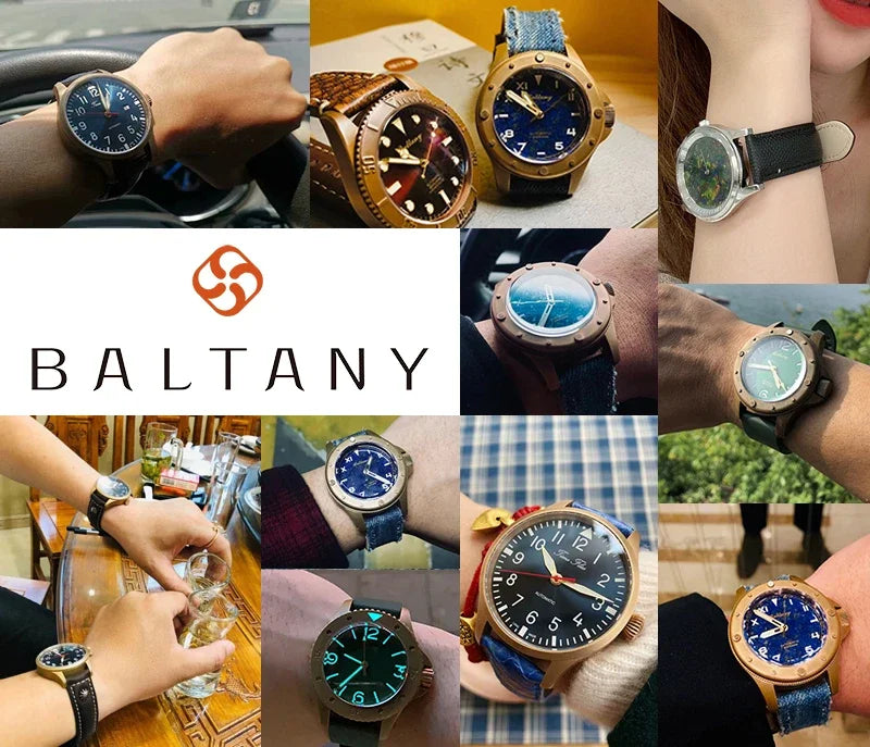 Baltany Design Unique Retro Wrist Watch Super Luminous Stainless Steel Case White Dail Wach Luxary Bronze Watches Mens 2022