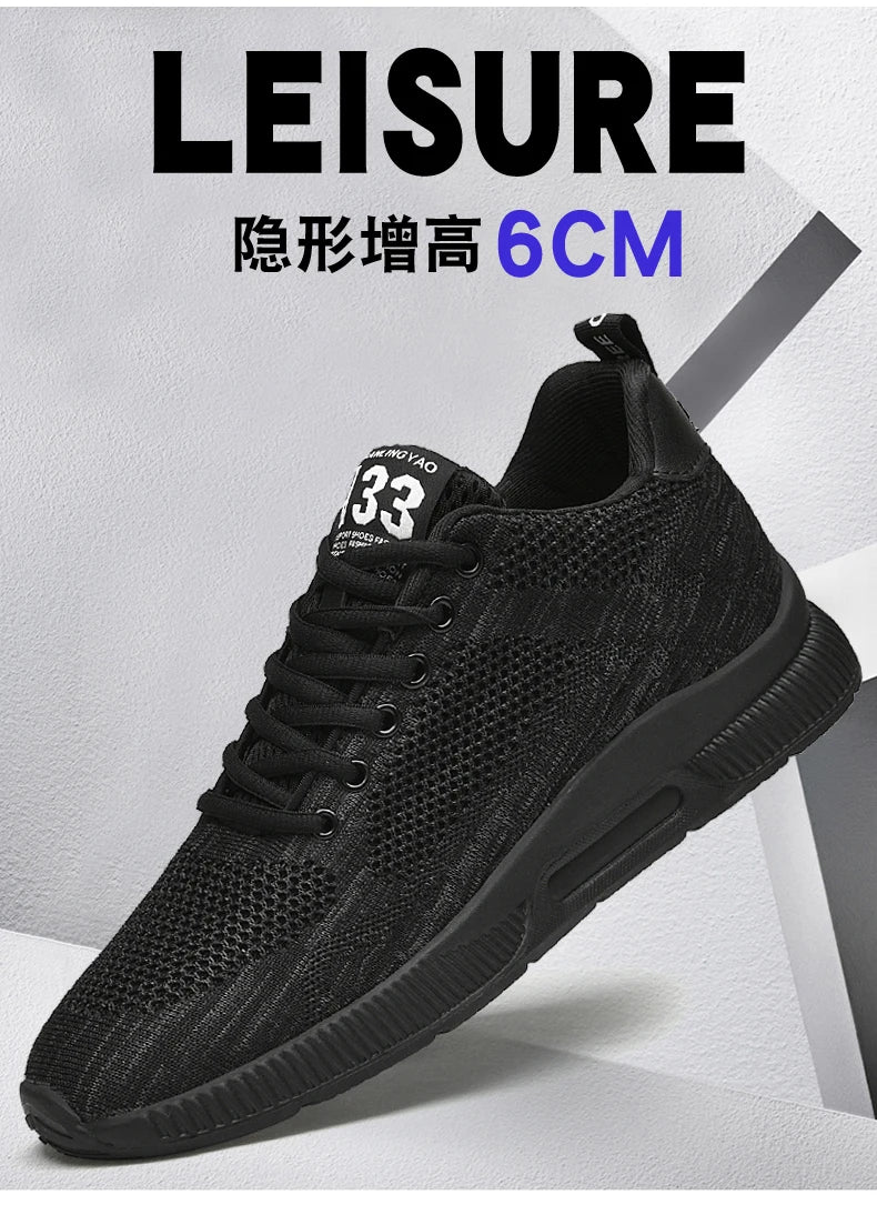 Men Sneakers Elevator Shoes Hidden Heels Breathable Heightening Shoes For Men Increase Insole 6CM Sports Casual Height Shoes 48