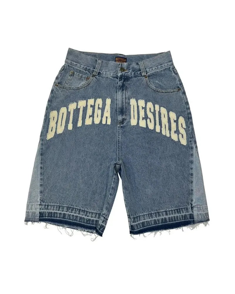 مجموعة اروين التجارية ARWEN&AJH GROUP  2024 European Street letter embroidery simple lazy popular denim shorts for men's clothing 2024 summer punk casual knee-length  baggy pants