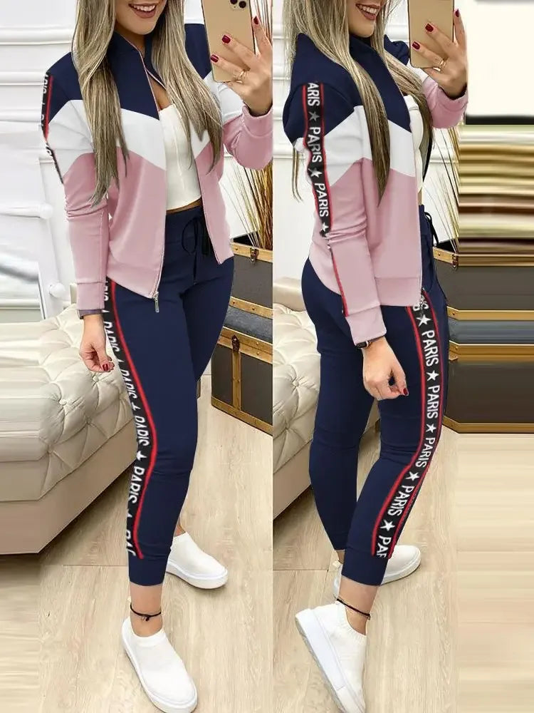 2024 Women Two Piece Set Outfits Autumn Women's Tracksuit Zipper Top Pants Casual Sport Suit Winter 2 Piece Woman Set