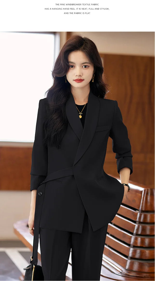 High Quality Fabric Formal Women Business Suits with Pants and Jackets Coat Professional Female Pantsuits Blazers Trousers Set