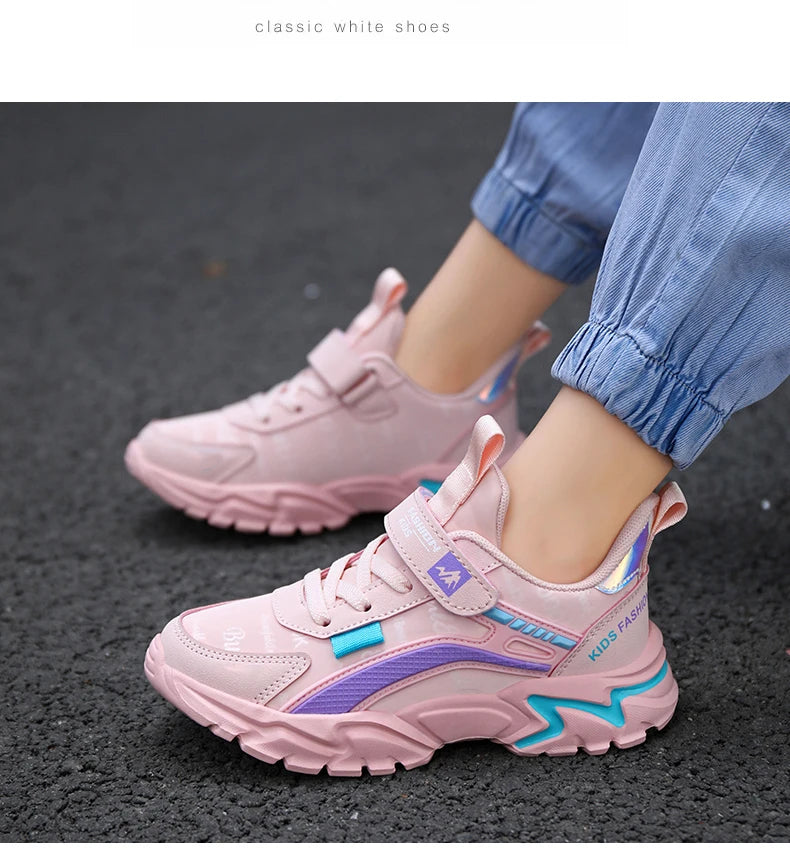 Children Sneakers Casual Shoes for Girls Pink Comfortable Leather Running Sports Kids Girl Flat Breathable Shoes