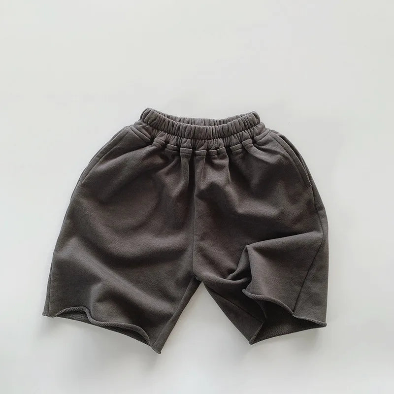 مجموعة اروين ARWEN&AJH GROUP 2024Summer Kid Girl Smooth Fashion Solid Comfortable Shorts Toddler Boy Cotton Straight Wide Leg Short Pants Children Clothes