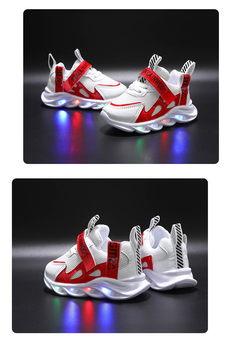 New LED Children Glowing Shoes Baby Luminous Sneakers Boys Lighting Running Shoes  Kids Breathable Mesh Sneakers