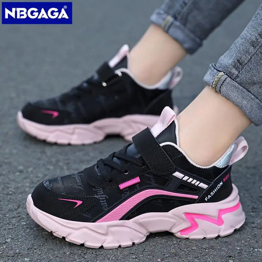 Kids Casual Pink Girls Leather Shoes Fashion For 7-15y Lightweight Running Young Student's Children Sports Girl's Shoe NBGAGA