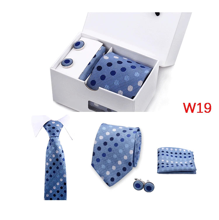 Mens Tie Set In A Box Paisley Ties For Men Gifts Luxury Necktie Pocket Square Cufflinks Wedding Business Formal Suit Tie