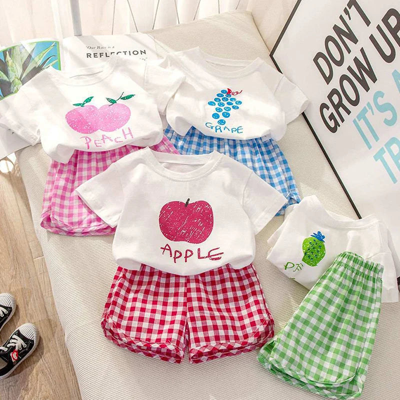 Summer Baby Girl Clothes Set Toddler Loungewear Cotton Cartoon Fruit T-shirt Pant 2Pcs Suit Kid Homewear Child Pajamas A1203