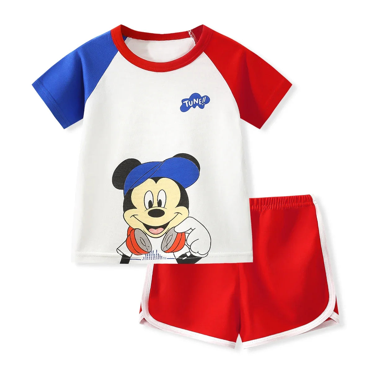 2pc Mickey Baby Summer Clothes Children's Tracksuit Short Sleeved Suit Girls Boys T-shirt + Shorts Outfits Disney Ropa De Niña