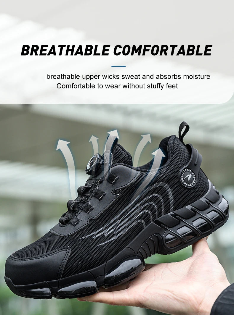 Rotating Button Safety Shoes Men Work Sneakers Indestructible Shoes Puncture-Proof Protective Shoes Work Boots Steel Toe Shoes