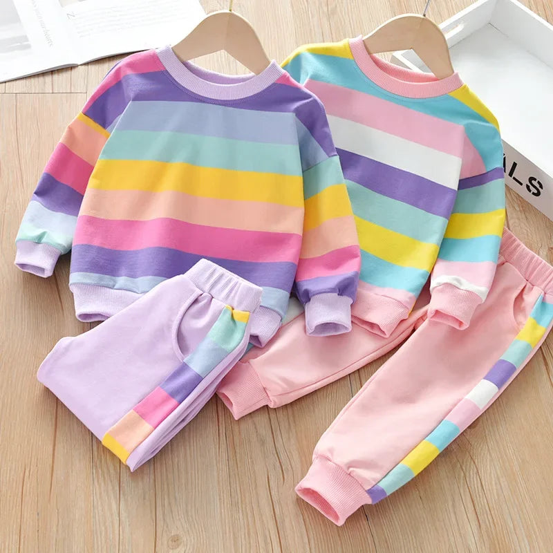 Autumn Girls' Clothes New Suit Children's Autumn Sports Two-piece New Suit Little Girl Baby Casual Sweater Suit Girl Outfit Set