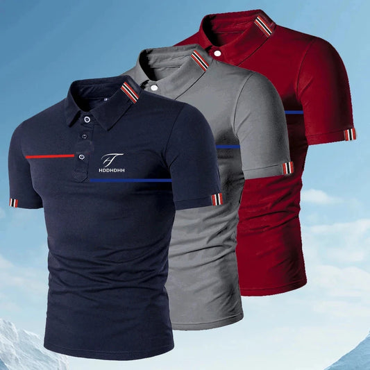 HDDHDHH Brand Printing Polo Shirt Casual Solid Color T-shirt Men's Breathable Golf Tee