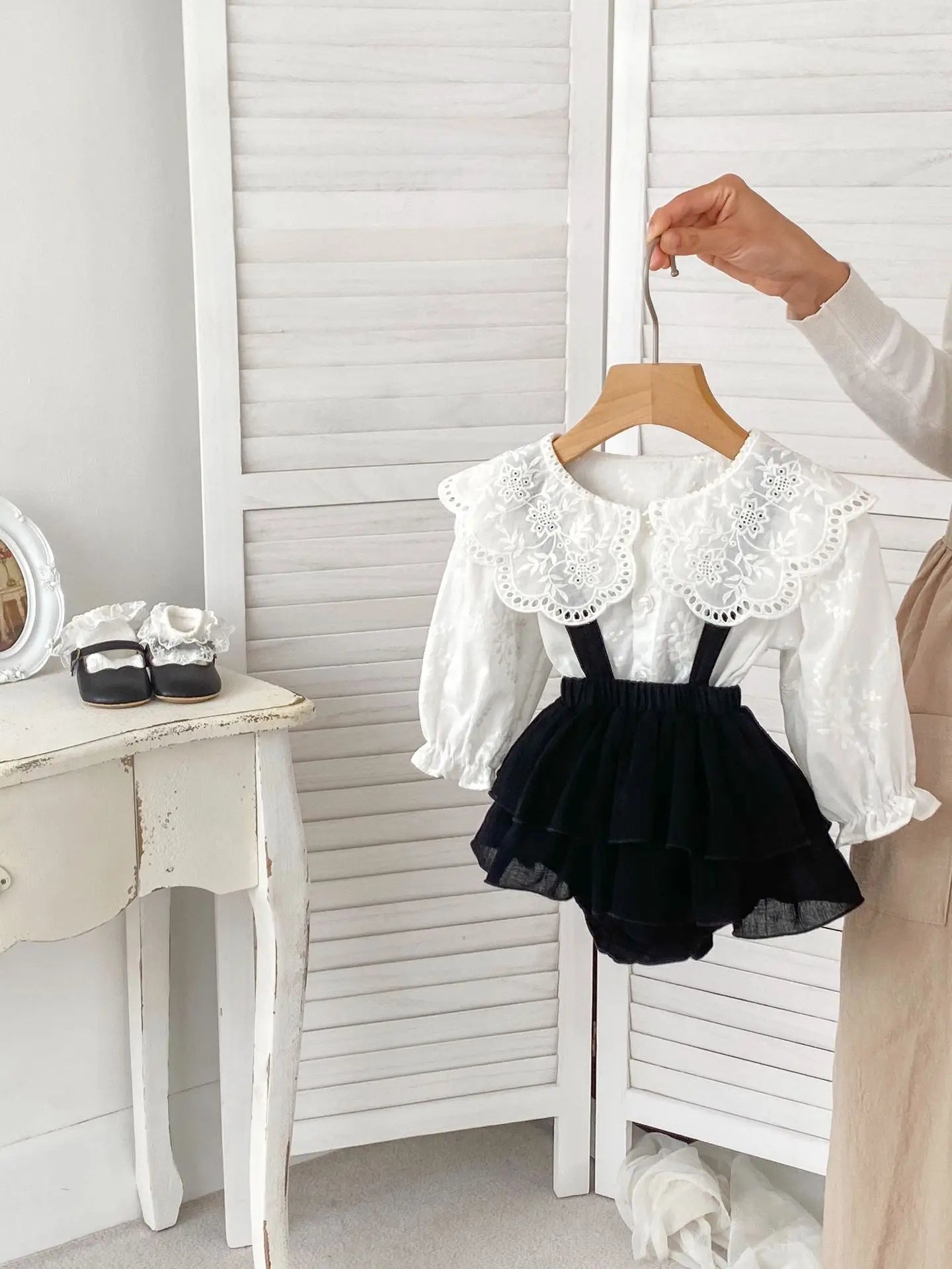 New Spring Baby Clothing Set Toddler Girls Turn-down Collar Shirt And Bodysuit 2Pcs Infant Blouse Suit