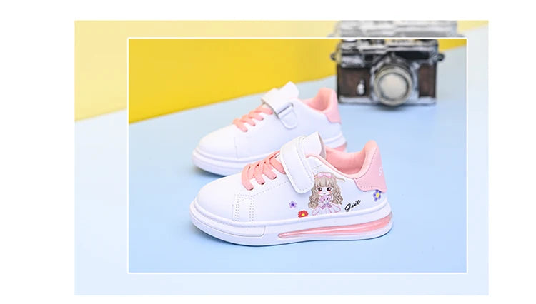 Children's Little White Shoes Girls' Sweet Cute Princess Shoes Spring and Autumn Casual Sneakers Waterproof Student Board Shoes