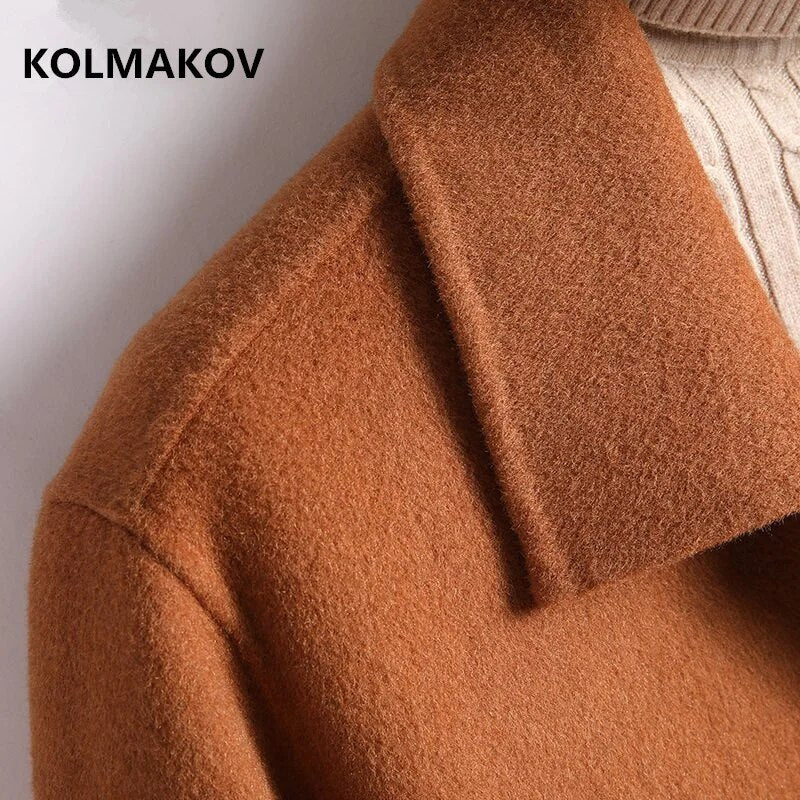 2024 Winter new Double sided wool coat Men's high quality trench casual woolen s fashion men zipper over