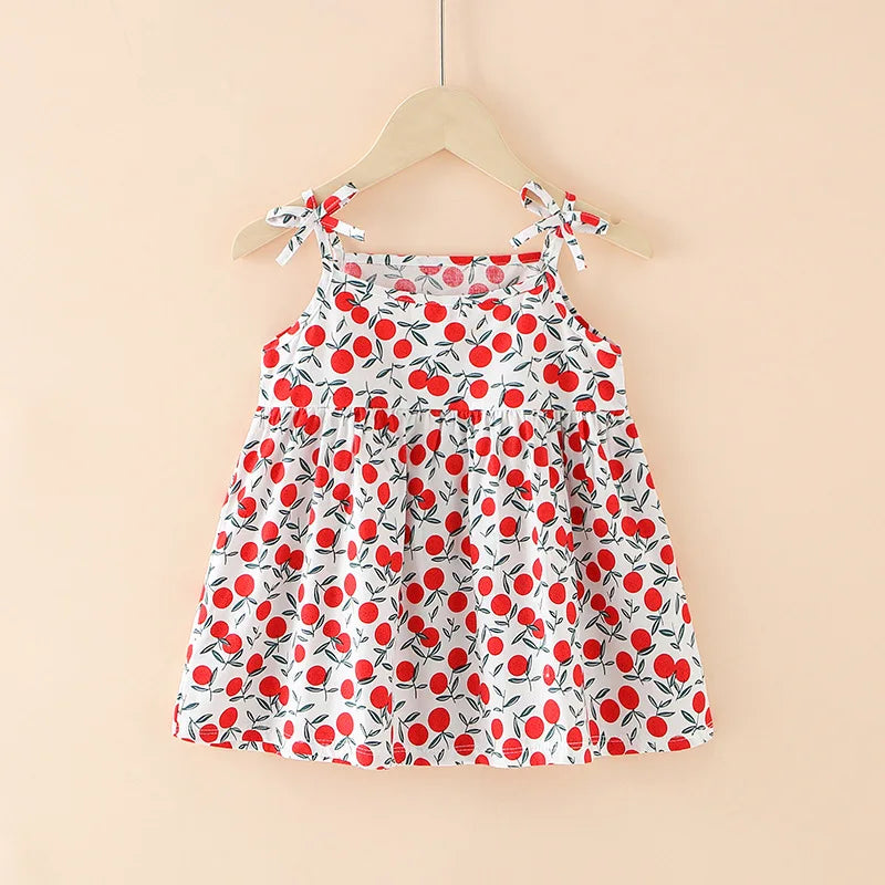 Summer Cute Girls Dress kids Girl Clothes Sleeveless Suspender Children's Clothing Princess Print Cotton Casual Dresses