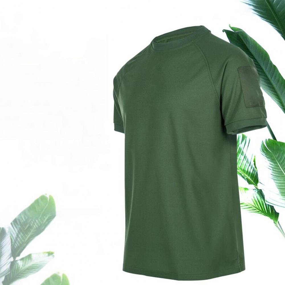 Men T-shirt Summer Unisex Solid Color Quick Drying Military Short Sleeve O Neck Blouse Top for Training Hiking футболка оверсайз