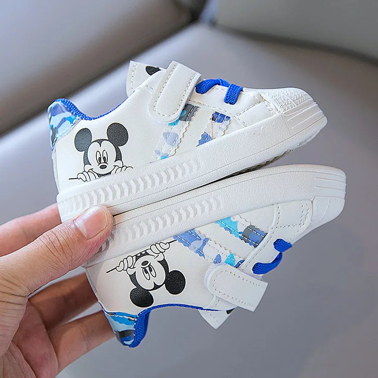 Disney White Casual Shoes For Baby Boy Girl Brand Children Sneaker Mickey Mouse Kids Sports Shoes Toddler Walking Shoes Size 25