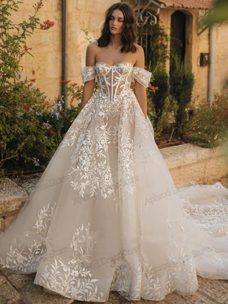 مجموعة اروين arwen & AJH GROUP  Exquisite Wedding Dresses A-Line Princess Bridal Gowns Embroidery Robes Off The Shoulder Floor Length Luxury Vestidos De Novia