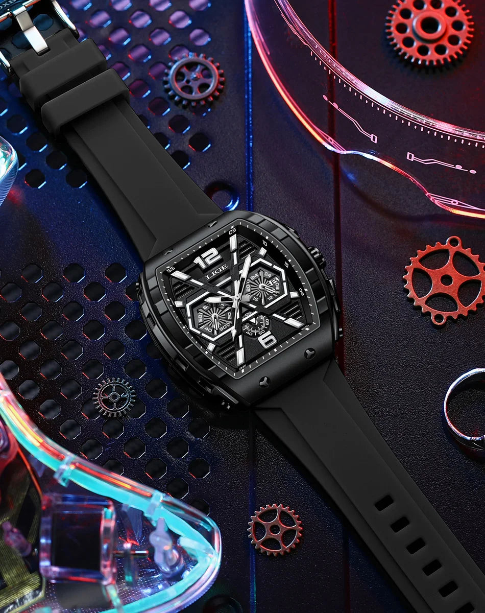 Relogio Masculino LIGE Men Watch Luxury Waterproof Quartz Wristwatch Raise Wrist Luminous Date Sports Silicone Clock Man Watches