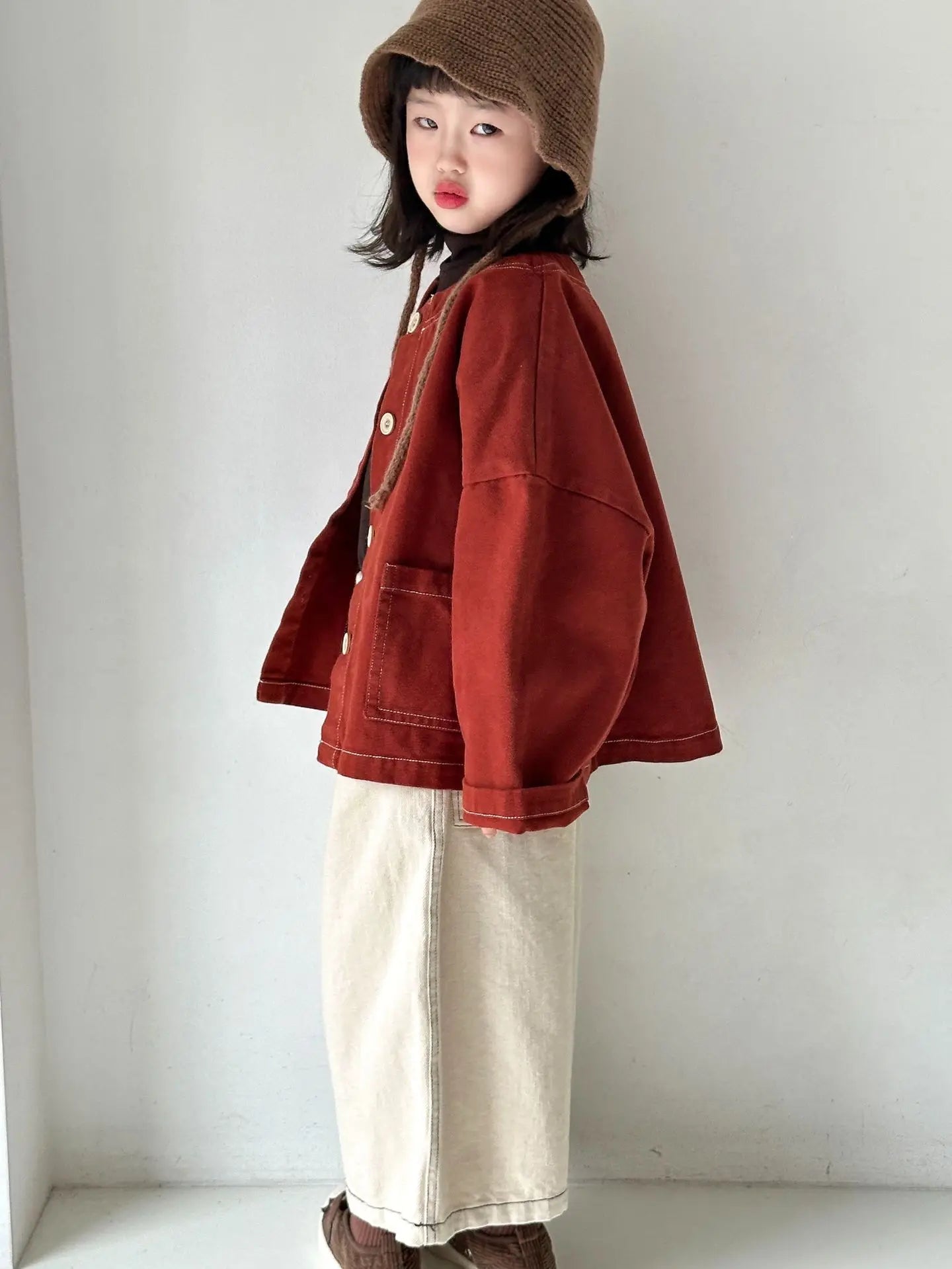 2024 Spring/Autumn Korean Children's Clothing New Retro Wide Jacket for Unisex Boys and Girls  Casual Loose Pants