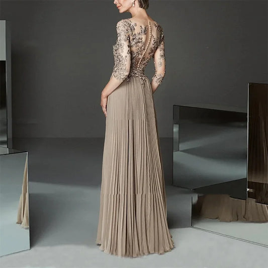 Long Elegant Mother of the Bride Dresses Chiffon V-Neck Floor-Length A-Line Wedding Guest Party Women 2023 Evening Gala Dress