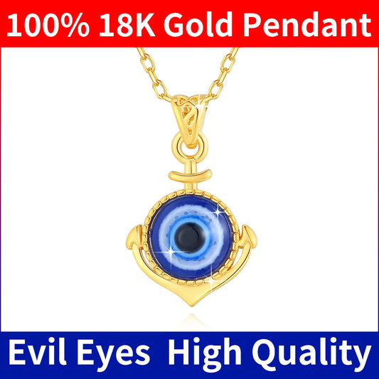 100% Original Evil Eye Necklace Gold 18K With Certificate Trending Jewelry For Female Luxury Turkish  Pendant Birthday Gift New