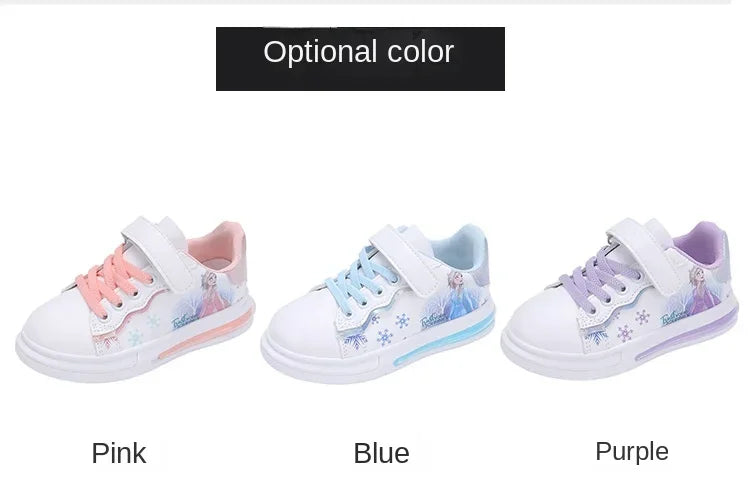 Disney Kids Girls Shoes 2024 Summer Children Sneakers Girls Elsa Frozen Princess Casual Sport Shoes Student Shoes Teen Shoes