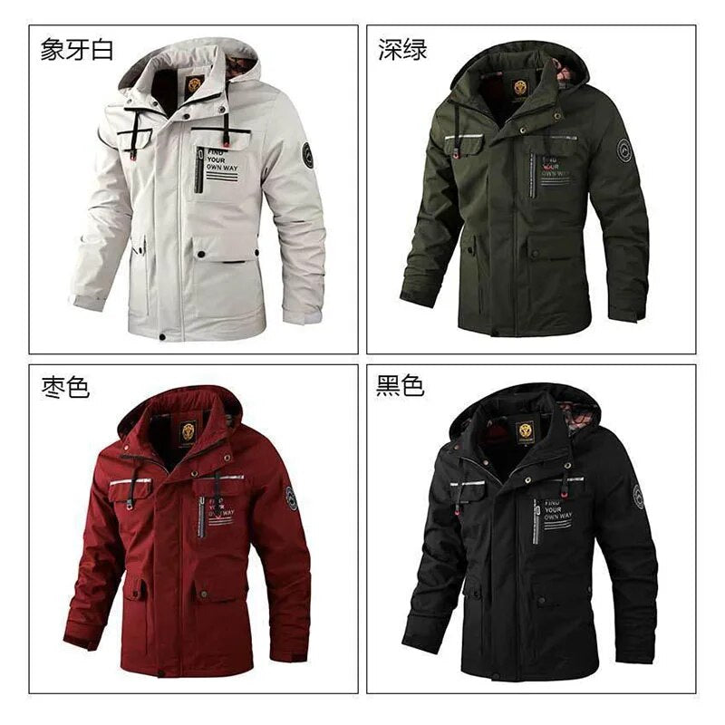 Fashion Men's Casual Windbreaker Jackets Hooded Jacket Man Waterproof Outdoor Soft Shell Winter Coat Clothing Light Jackets