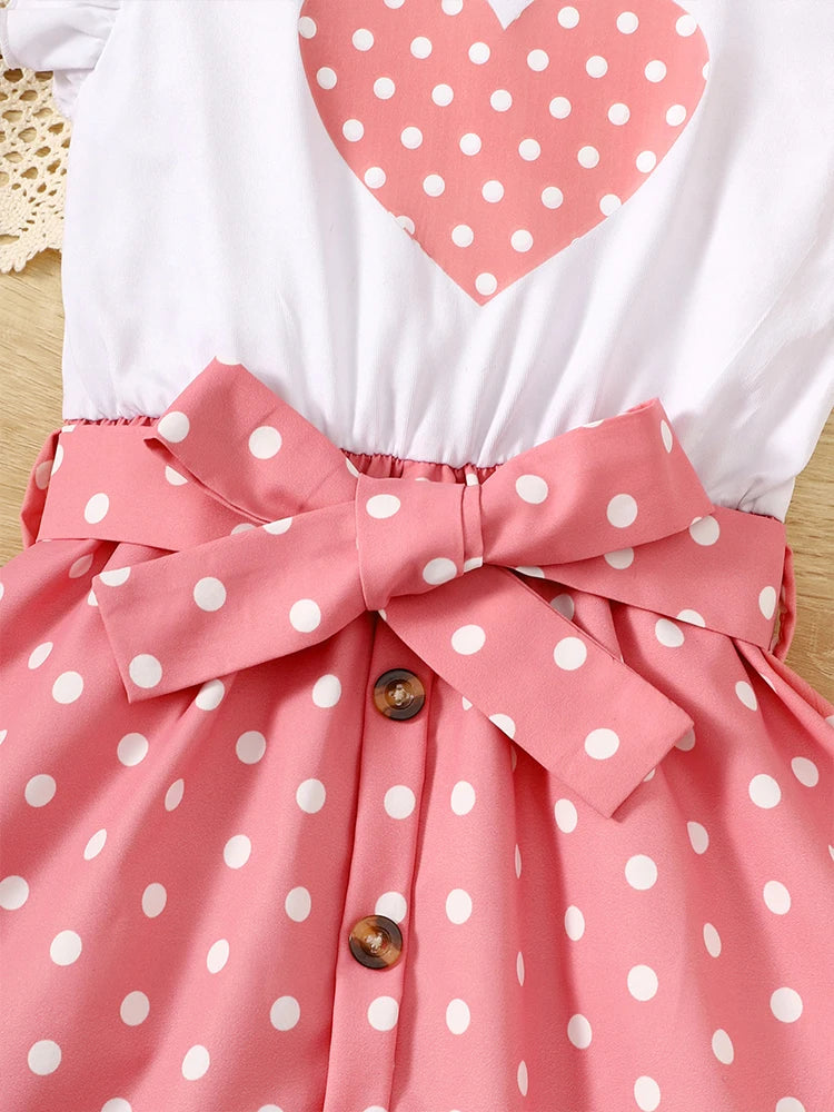 Girls summer hot stamping color patchwork polka dot printed dress, girls sleeveless fashionable dress