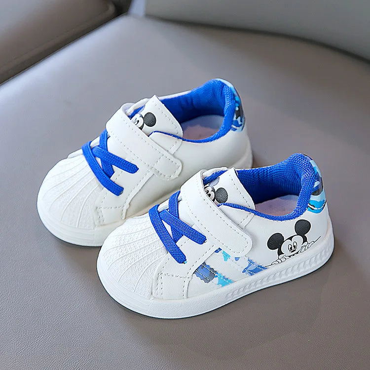 Disney White Casual Shoes For Baby Boy Girl Brand Children Sneaker Mickey Mouse Kids Sports Shoes Toddler Walking Shoes Size 25