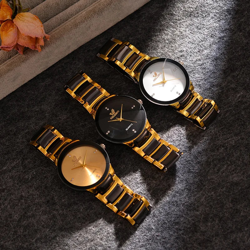 ORLANDO Men Luxury Watches New Arrived Cool Black Gold Quartz Steel Wristwatch Exquisite Masculino Relogio Fashion Clock