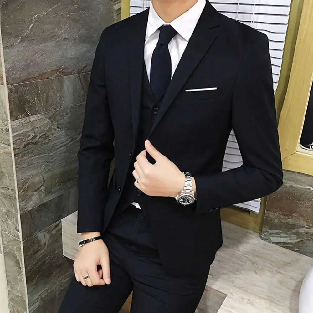 3 Pieces Wedding Business Men Formal Suit Men Vest Blazer Pants Set Wedding Suits For Men Elegant Blazers Set Vest Pants Coat