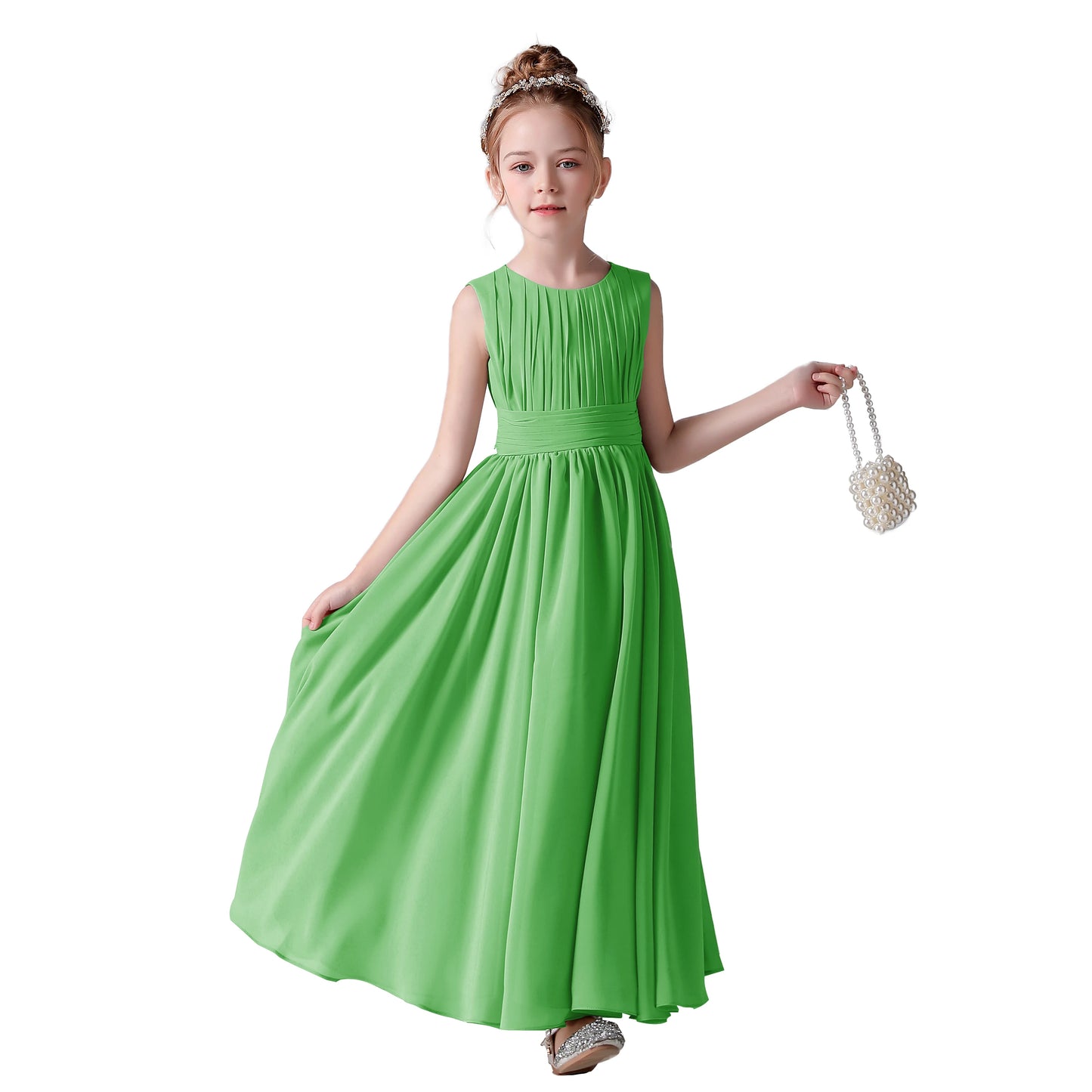 ARWEN & AJH GROUP Chiffon Pleated Flower Girl Dresses Sashes Kids Weddings Birthday Party Pageant Gowns Junior Bridesmaid Dress