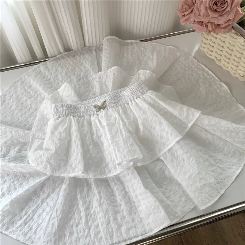 Women's White A-line Skirt Vintage Y2k Mini Skirt 90s Aesthetic Harajuku Korean Kawaii Skirts 2000s Fashion Clothes Summer 2024