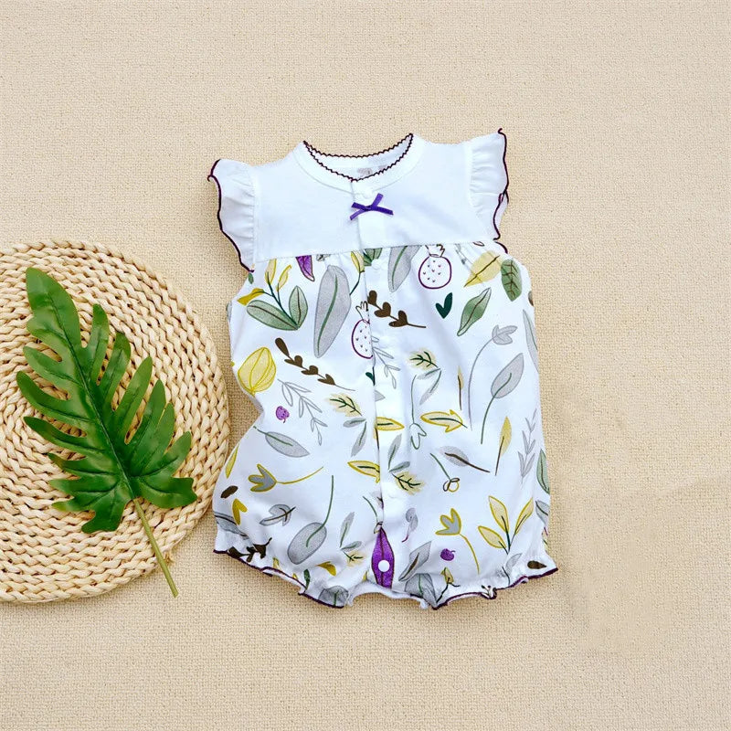 2024 newborn baby Summer clothes rompers for babies girls overalls short Sleeve cotton baby clothing pajamas Baby Girl onesies