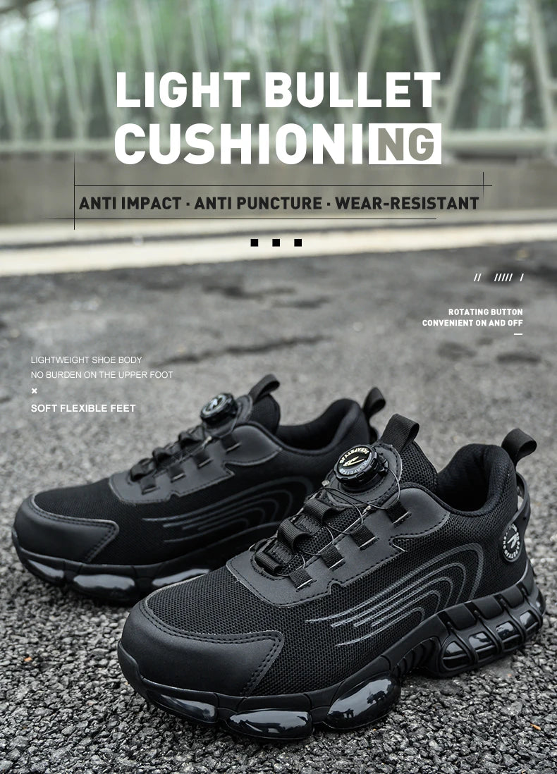 Rotating Button Safety Shoes Men Work Sneakers Indestructible Shoes Puncture-Proof Protective Shoes Work Boots Steel Toe Shoes