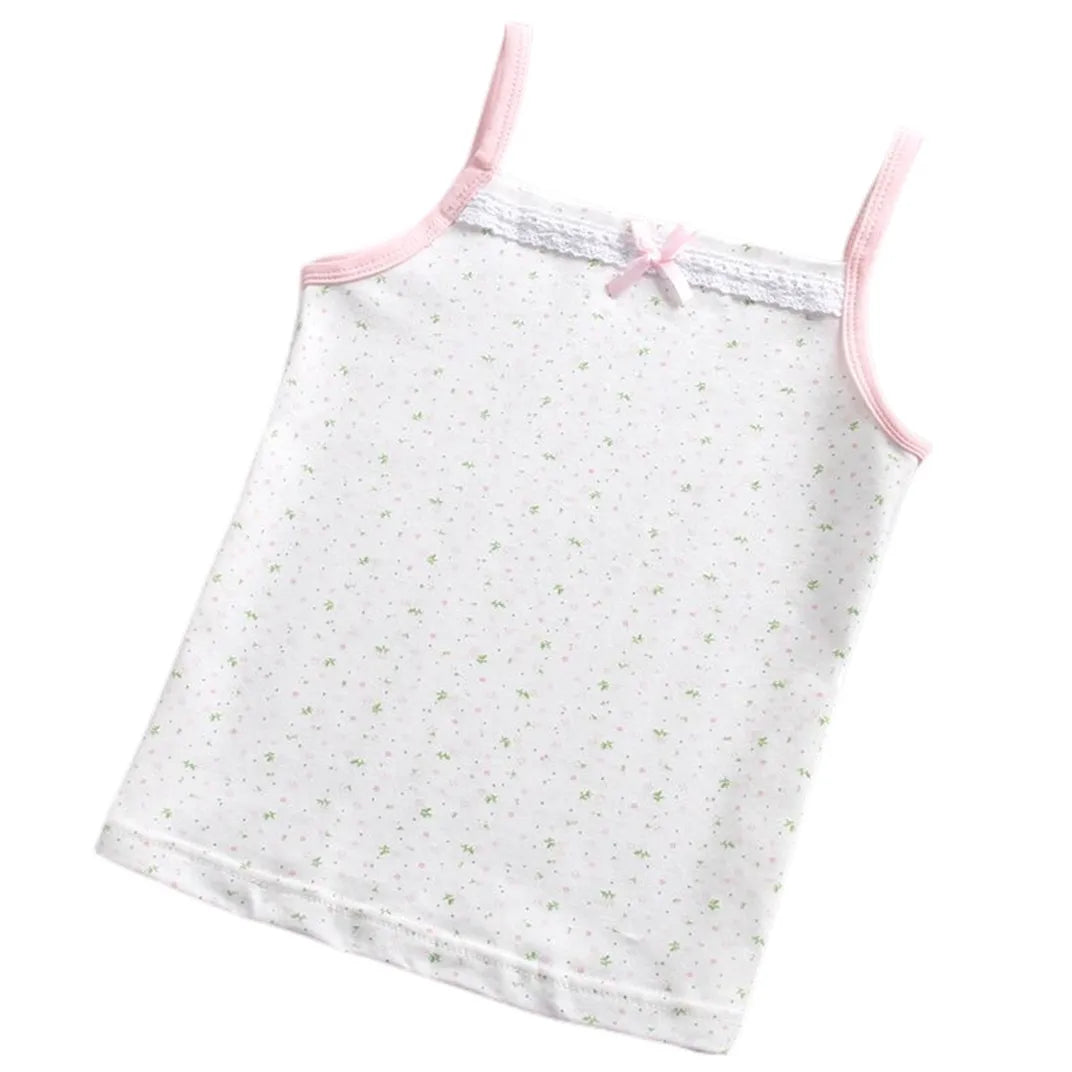 3pcs/Lot Girls Cotton Singlet Underwear Tank Strawberry Prints Kids Undershirts Cotton Tank Bow Tops Size 100-150