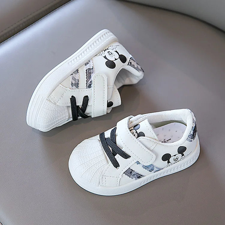 Disney White Casual Shoes For Baby Boy Girl Brand Children Sneaker Mickey Mouse Kids Sports Shoes Toddler Walking Shoes Size 25