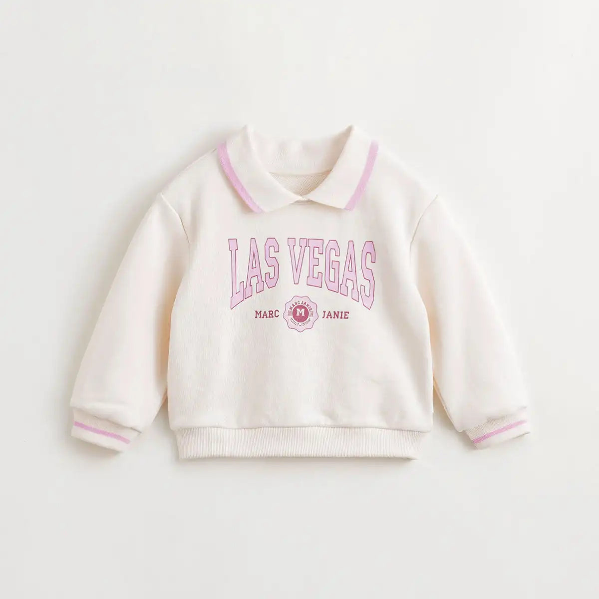 ARWEN & AJH GROUP  Academic Style Girls Cotton Lapel Letter Sweatshirt Kids Top for Spring 240068