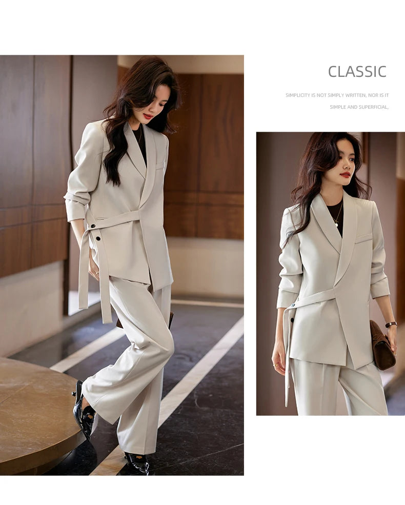 High Quality Fabric Formal Women Business Suits with Pants and Jackets Coat Professional Female Pantsuits Blazers Trousers Set