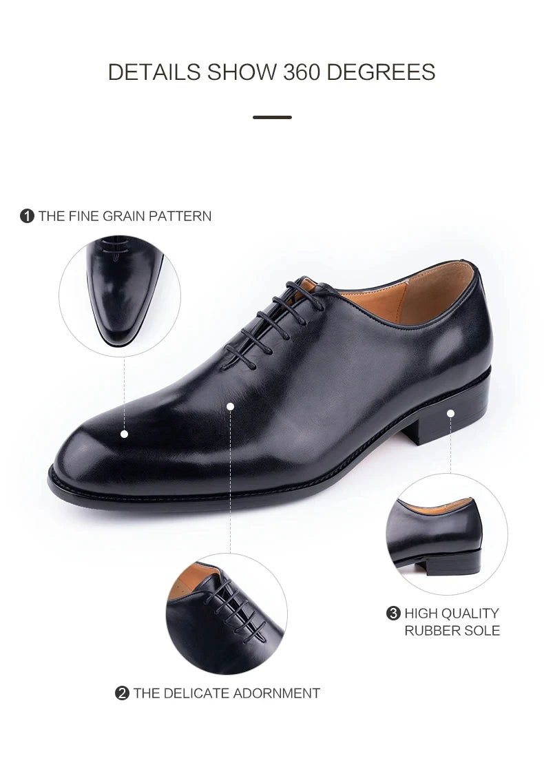 Handmade Classic Men's Pure Leather Shoes Solid Color Oxford Casual Business Office Dress Shoe For Gentleman Lace Up Comfortable