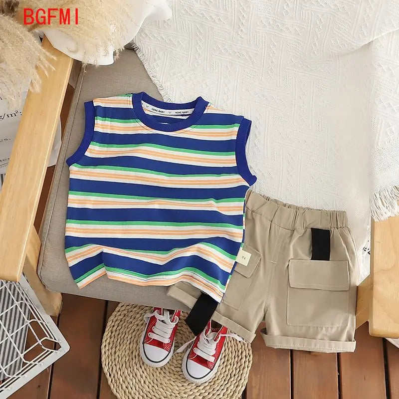 Baby Summer Clothes Casual Newborn Loungewear Boys Toddler  Short Sleeve Tops Shorts 2Pcs Set Cotton Kids Outfits Clothing 1-5Y