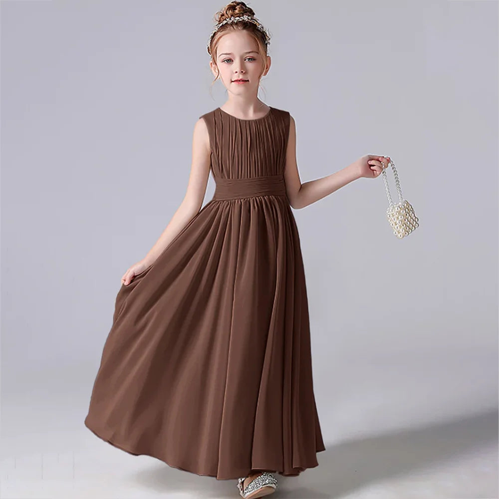 ARWEN & AJH GROUP Chiffon Pleated Flower Girl Dresses Sashes Kids Weddings Birthday Party Pageant Gowns Junior Bridesmaid Dress