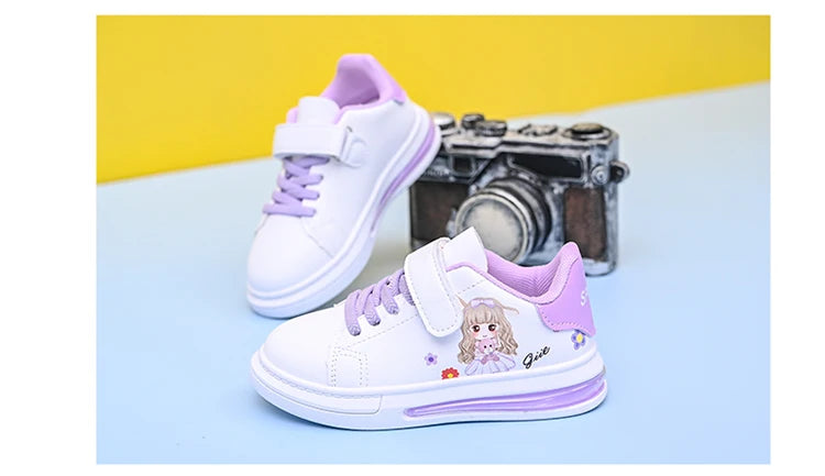 Children's Little White Shoes Girls' Sweet Cute Princess Shoes Spring and Autumn Casual Sneakers Waterproof Student Board Shoes