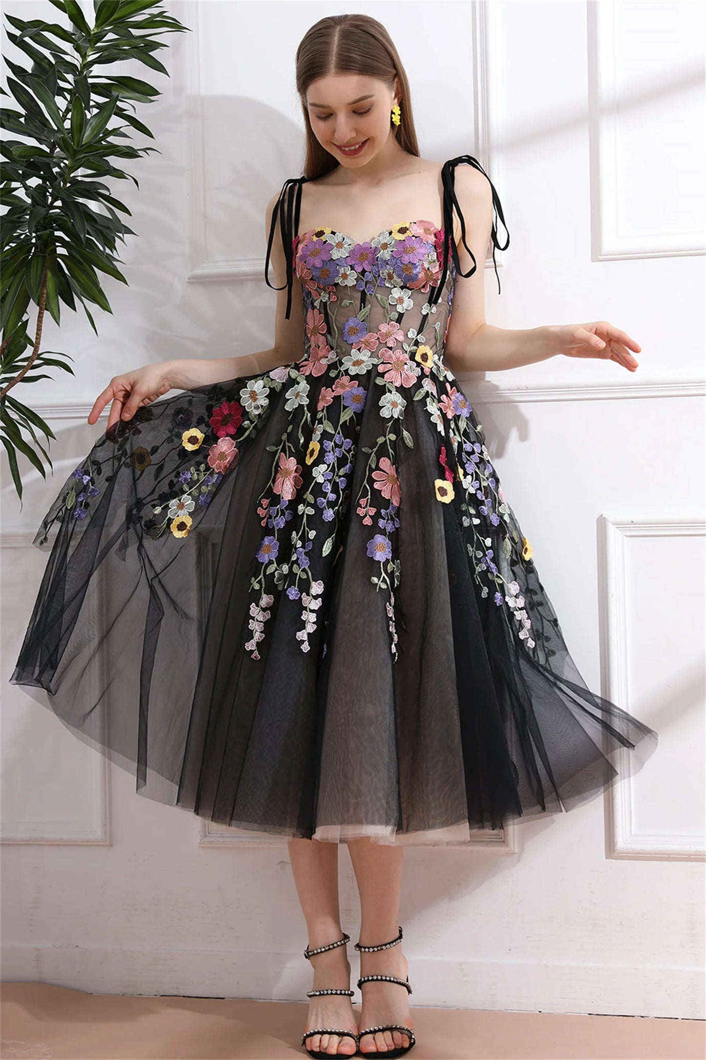 Aileen Cocktail Dress Black Sweetheart 3D Flowers Special Occasion Dresses for Formal Occasions Evening Gown Prom