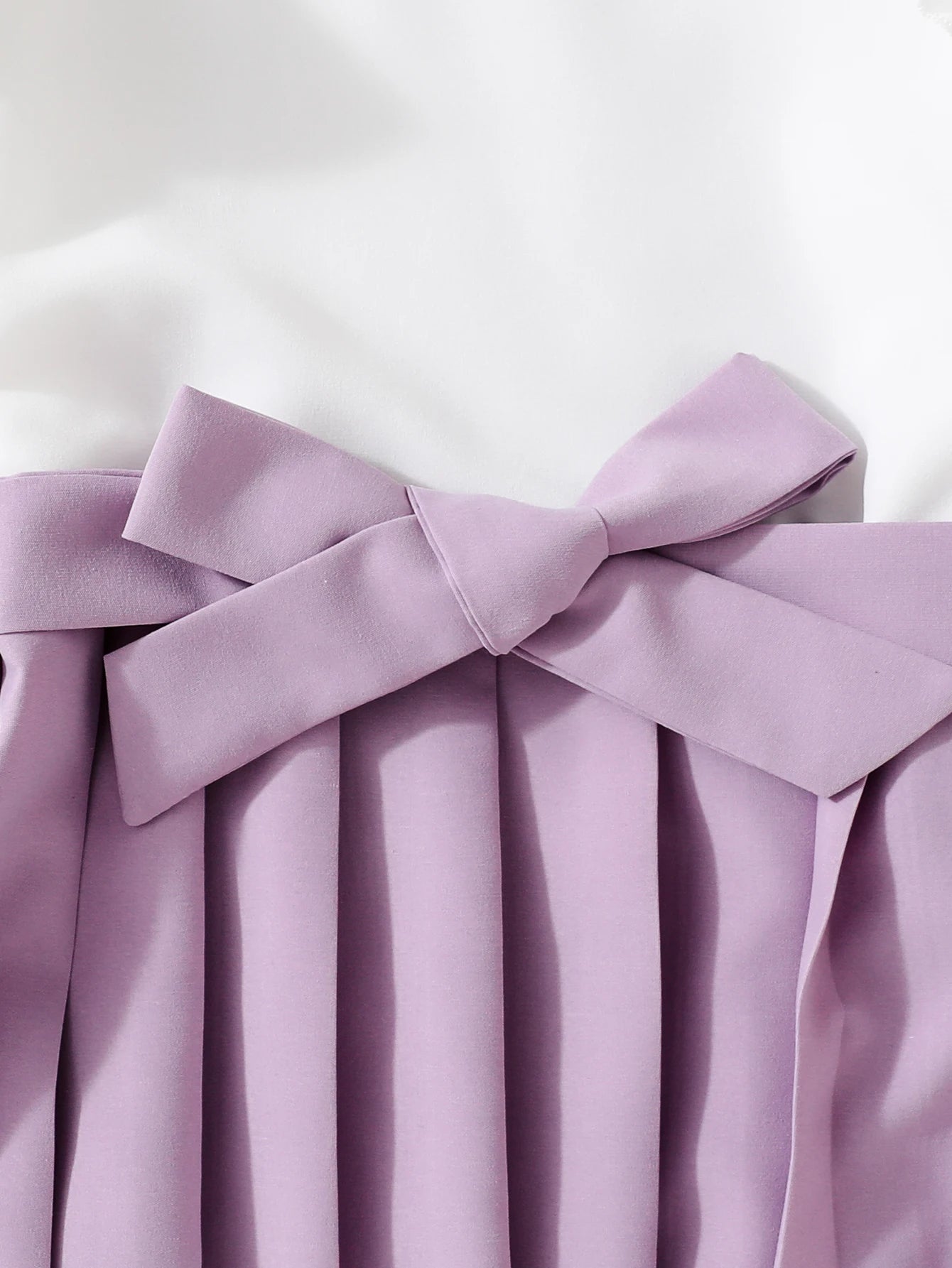 Fresh and elegant summer children's girls dress with lace collar small flying sleeve patchwork purple bow waist pleated skirt