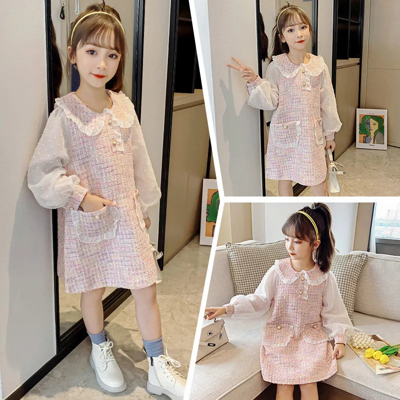 Childrens Clothing Girls Spring and Autumn Dress 2023 New Girls Princess Dress Middle Big Childrens Princess Dress