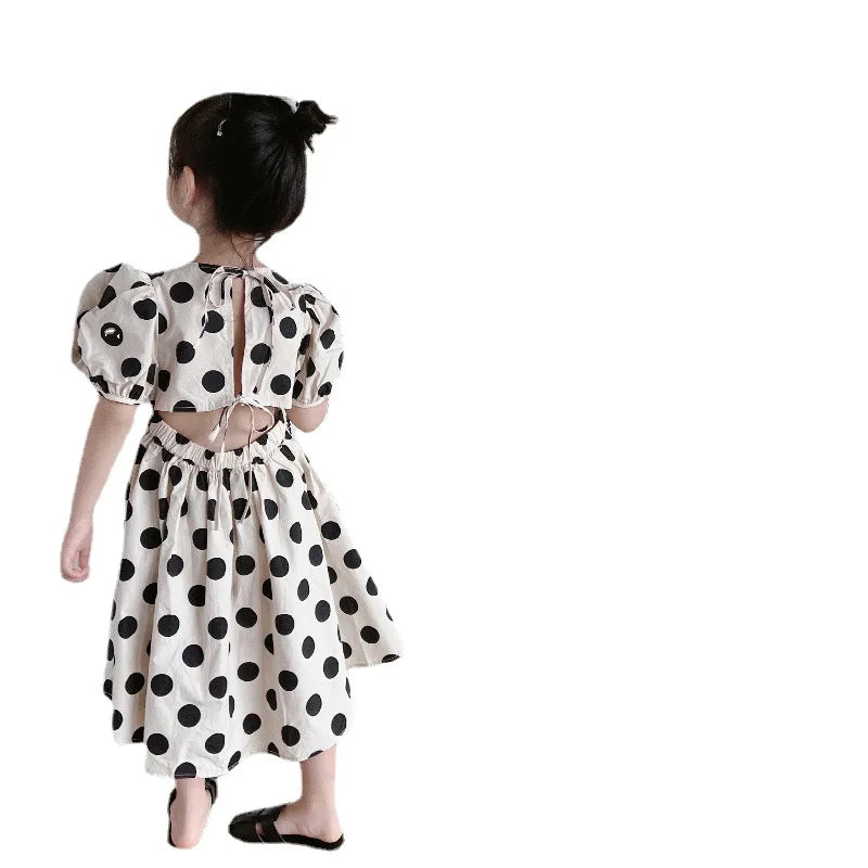 Summer Girls Dresses European And American Style Polka Dot Tie Waist Princess Dress 2022 Baby Kids New Children'S Clothing