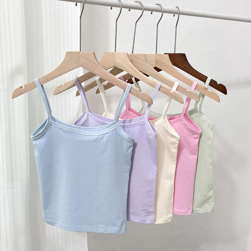 Gentle Protection for Girl No Underwire Camisole Top Young School Children Discreet Comfortable Vest Kids Solid Color Undershirt